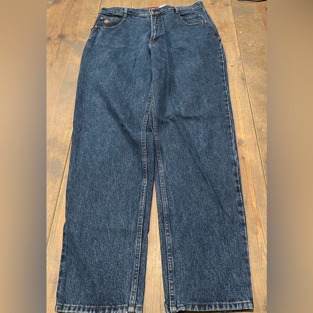 POSTED Relaxed 100 % Cotton Men’s Solid Blue Denim Jeans 35x32 Made in Hong Kong